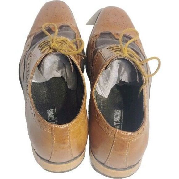Sz 11.5 Stacy Adams Tinsley Wingtip Oxford Mens Lace Up Leather Tan 25092 DAMAGE - Picture 9 of 16